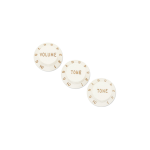 Perillas Guitarra Tipo Stratocaster Blanca set 3 unidades (1 Volumen 2 Tonos)